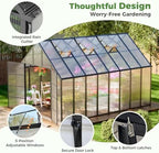 wacasa 16x10x10 ft large greenhouse with aluminum frame, side view