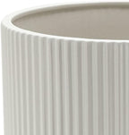 Amazon Basics Fluted Ceramic Round Planter with Drainage Hole, Indoor Outdoor Flower Pot, 10-inch, White