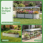 giantex raised garden bed w/greenhouse cover, outdoor oval showing dimensions