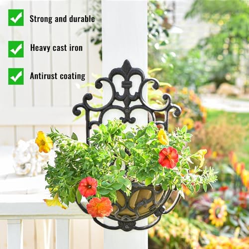 sungmor 2 pack cast iron wall hanging planter on a desk or shelf
