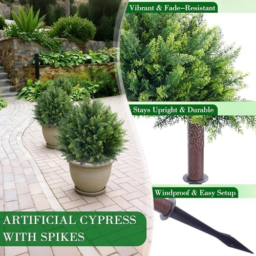 27.6'' artificial cedar topiary ball trees (2 pack), side view