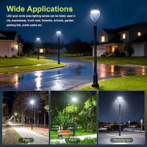 Commercial LED Post Top Light, 150W/120W/90W & 3000K/4000K/5000K Selectable, ETL Listed, 22500LM Post Circle Area Lights with Photocell, IP65 Waterproof for Yard Street, AC100-277V