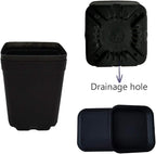 OJYUDD 24 Pack 3 Inch Black Nursery Pot Flower Pots Square Plastic Plant Pot Plastic Starter Pots with Saucer Basket Indoor Outdoor for Your Room,Garden Office and Balcony Decor