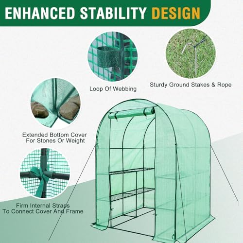 eagle peak 3-tier walk in portable greenhouse with, side view
