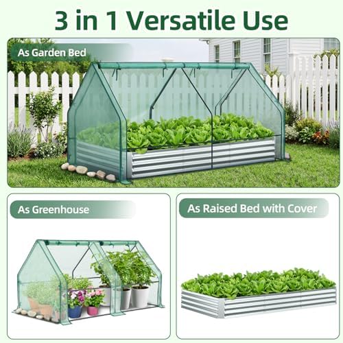 ohuhu 8x4x1 ft raised garden bed outdoor with, close-up detail