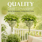 gocraft hanging planters, set of 2, quirky funnel showing dimensions