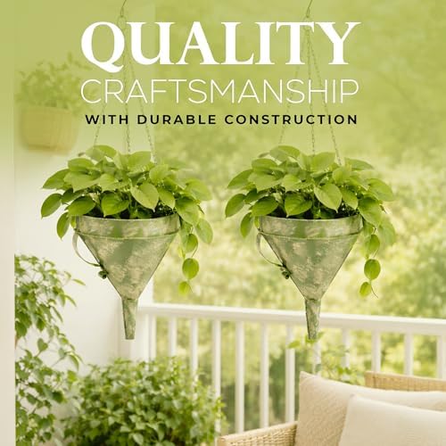 gocraft hanging planters, set of 2, quirky funnel showing dimensions