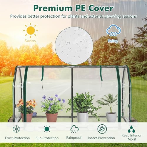 happygrill portable mini greenhouse w/roll-up zipper door &, close-up detail