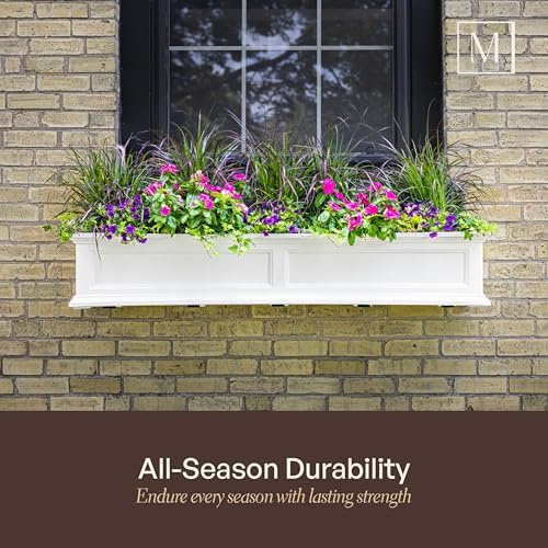 mayne fairview 60in self-watering rectangular window box planter on a desk or shelf