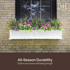 mayne fairview 60in self-watering rectangular window box planter on a desk or shelf