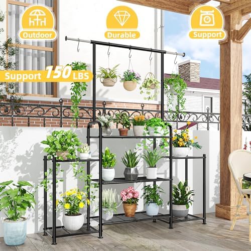 simple trending plant stand indoor outdoor, metal 3 shown in use