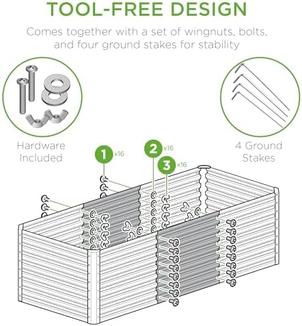 best choice products 4x2x2ft outdoor metal raised garden, side view