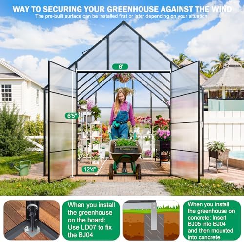 cdcasa 12.4x10.2x10 ft greenhouse for outdoors,easy assembly large shown in use