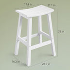 Outdoor Bar Stools Set of 2, Waterproof Barstools, Easy to Clean and Care, for Bar, Kitchen Counter, Deck, and Patio, White