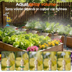 98ft 1/2" drip irrigation system kit with water showing dimensions