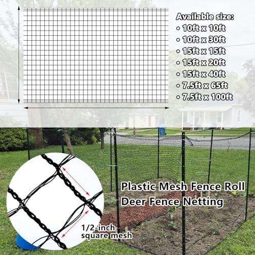 poyee 7.5x100ft deer fence netting, 1/2-inch square mesh, side view