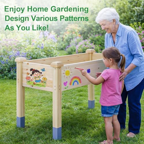 mixc 331lb capacity sturdy wooden raised garden bed, view 9
