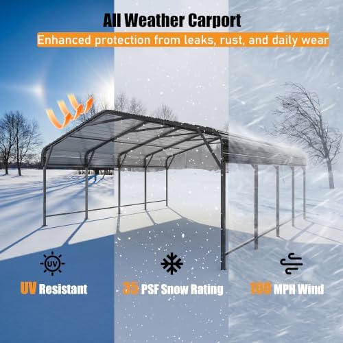 mnlr 20x20 ft heavy duty metal carport with, close-up detail