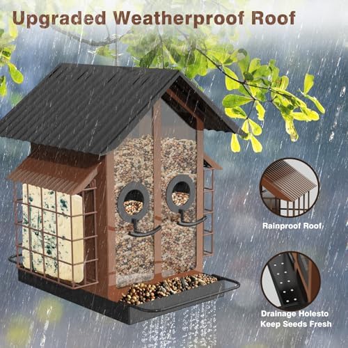 flowafoli bird feeders for outdoors, metal bird feeder, package contents