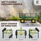 caphaus metal green garden cart, w/ 180° adjustable, close-up detail