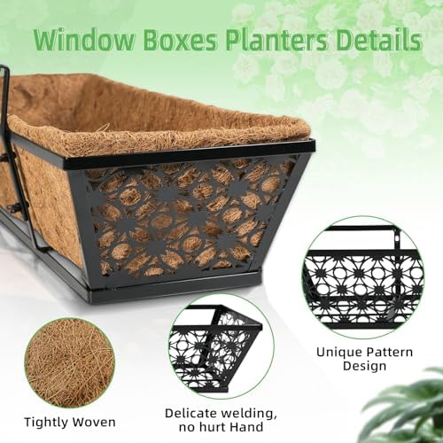 hehimhis 24 inch 2 pack railing planter box, close-up detail