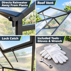 6x6ft aluminum polycarbonate greenhouse kit, elegant black on a desk or shelf
