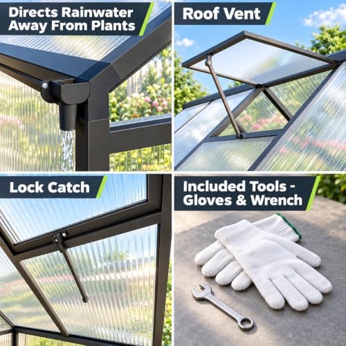 6x6ft aluminum polycarbonate greenhouse kit, elegant black on a desk or shelf