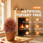 fall artificial cypress topiary, 24'' outdoor fake bushes, side view