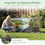 giantex raised garden bed w/greenhouse cover, outdoor oval, front angle view