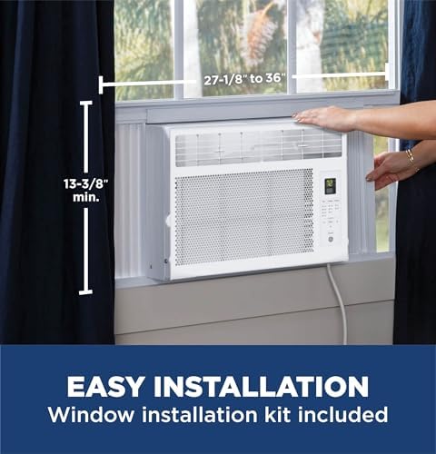 ge 5,000 btu digital window air conditioner for shown in use