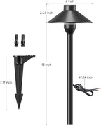 PARTPHONER Low Voltage Landscape Lighting 12-Pack, Aluminum 12V Pathway Lights with G4 Bulbs, Waterproof Stylish Matte Black Color Wired Path Lights with Connectors for Walkway Yard Garden