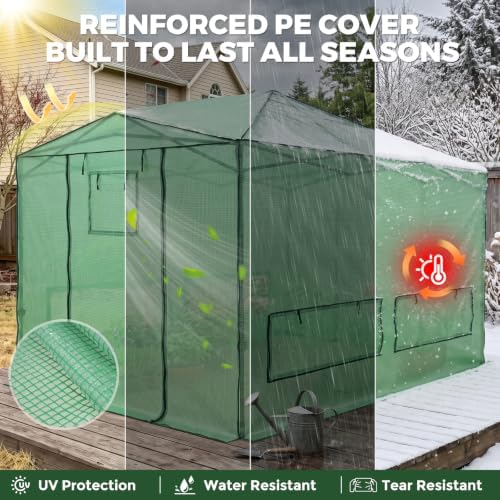 eagle peak 12x8 portable walk-in greenhouse, pop-up indoor, front angle view