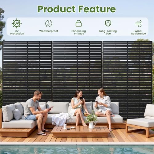 outdoor privacy screen 72" hdpe fence 6 panels shown in use
