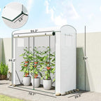 outsunny mini greenhouse portable roll-up door 78.7" x, front angle view