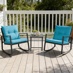 suncrown 3 piece outdoor rocking bistro set black showing dimensions