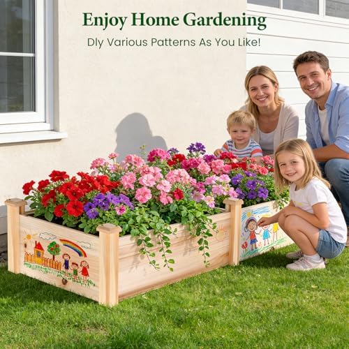 mixc 8×2ft wooden raised garden bed outdoor planter, front angle view