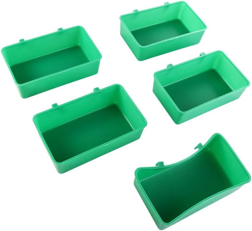 Parrot Bath Basin Hanging 5PCS Bird Food Box Square Box Water Bath Tub Food Bowl Feeder Bird Cage Accessories Parakeet Food Dispenser(5pcs)