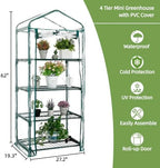 mini greenhouse for indoor outdoor, small plants green showing dimensions