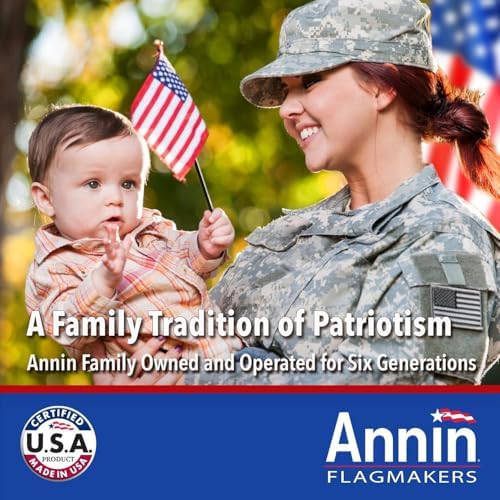 annin flagmakers (2720) tough-tex american flag, made in, side view
