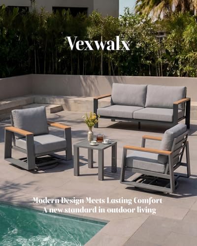 vexwalx aluminum luxury outdoor swivel patio chairs with, front angle view
