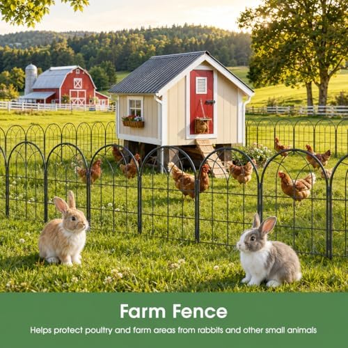 decorative garden fence, 27.2 ft rustproof no dig showing dimensions