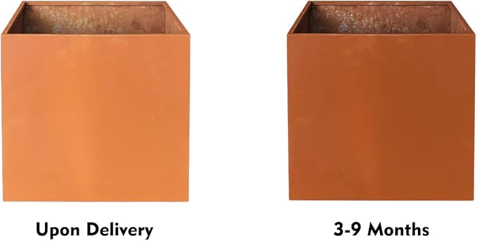 Corten Steel Planter Metal Square Planter 28 Inch Corten Planter Box Tall Cube Rustic Steel Planters for Outdoor Commercial Residential Garden Patio and Backyard