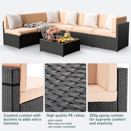 pamapic 7 pieces outdoor sectional furniture，wicker patio sectional, package contents