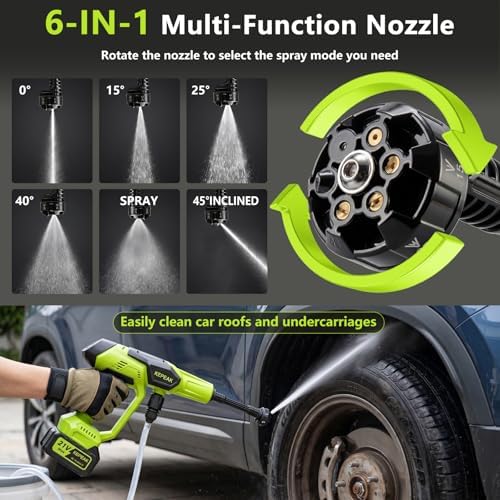 cordless pressure washer, 1450 psi portable handheld power shown in use