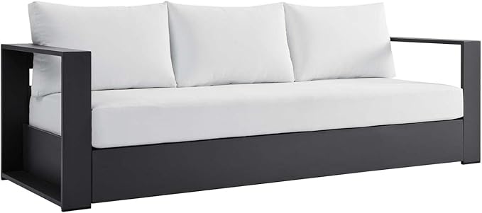 Modway Tahoe Aluminum Outdoor Patio Sofa in Gray White