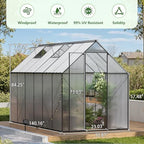 greenhouse for outdoors, heavy-duty polycarbonate greenhouse 6x12 ft, close-up detail