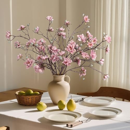 hyeflora 3pcs artificial magnolia flowers stems for spring, package contents
