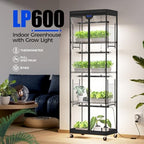 barrina lp600 indoor greenhouse with grow light, 5 shown in use