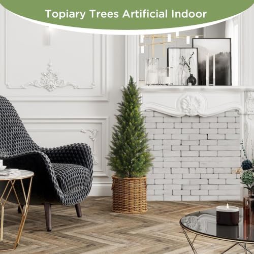 vitalismo 5ft uv-resistant artificial cedar trees for front, package contents