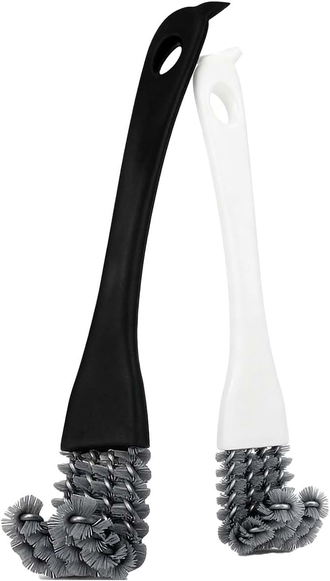 2-Color Stove Cleaning Brush - 2-in-1 Scraper & Brush Set(White & Black) | Grill Cleaning Tool with Curved Design